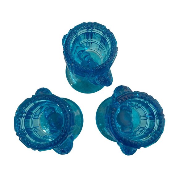 Vintage McKee Blue Peek-A-Boo Cherubs Toothpick Match Holder Lot of 3 - Picture 4 of 6